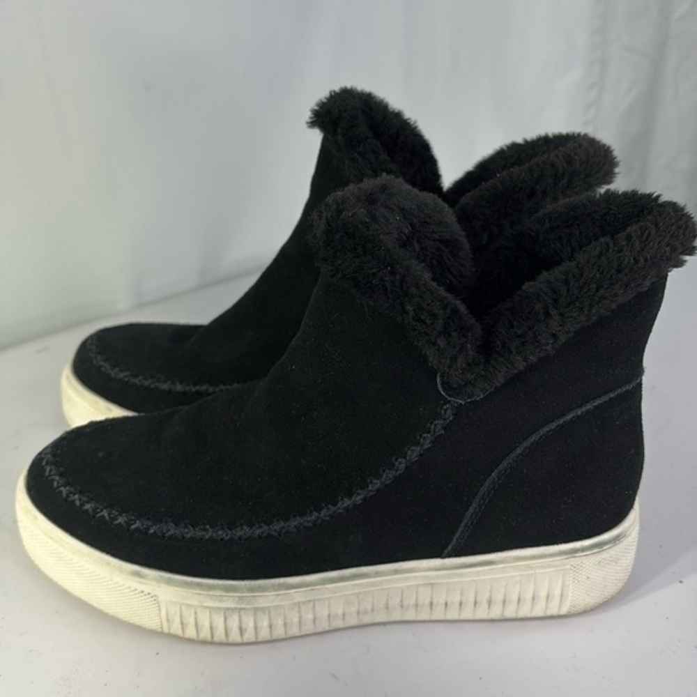 🚁 Serra black suede faux fur lined zip up booties